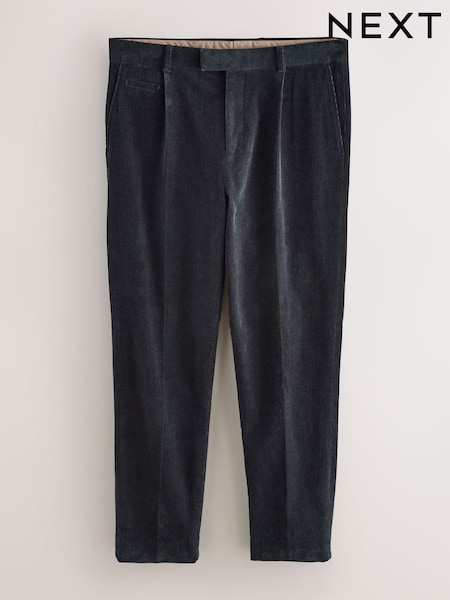 Black Straight Fit Smart Cotton Rich Cord Trousers (F61637) | £59