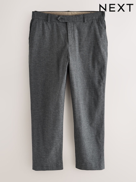 Charcoal Grey Regular Fit Smart Brushed Cotton Textured Trousers (F61655) | £39