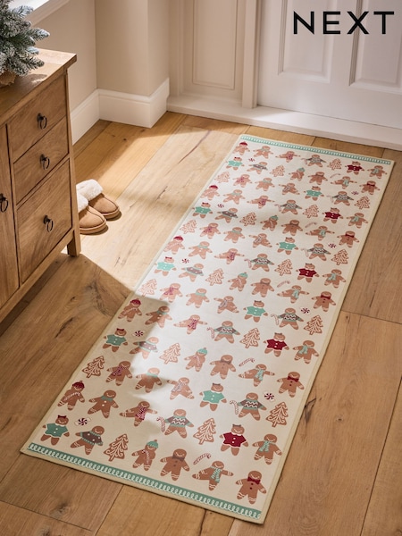 Natural Washable Christmas Gingerbread Runner (F61719) | £45 - £65