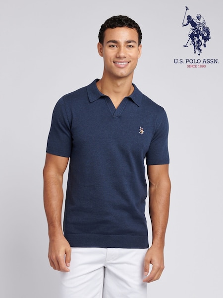 U.S. Polo Assn. Blue Mens Combed 100% Cotton Revere Polo Shirt (F61741) | £50