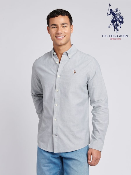 U.S. Polo Assn. Green Mens Peached 100% Cotton Oxford Shirt (F61742) | £60