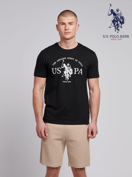 U.S. Polo Assn. Black Mens Graphic Print 100% Cotton T-Shirt (F61792) | £20