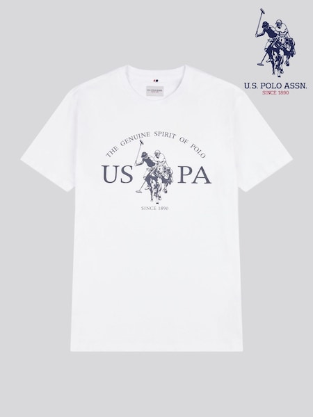 U.S. Polo Assn. White Mens Graphic Print 100% Cotton T-Shirt (F61794) | £25