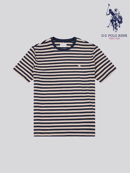 U.S. Polo Assn. Natural Mens Pencil Stripe Classic 100% Cotton T-Shirt (F61796) | £30