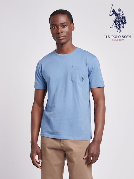 U.S. Polo Assn. Blue Mens Double Horsemen Pocket 100% Cotton T-Shirt (F61800) | £25