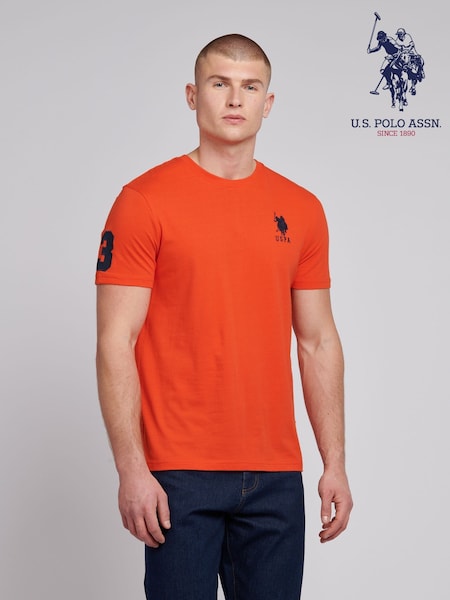 U.S. Polo Assn. Orange Regular Fit Mens 100% Cotton Player 3 T-Shirt (F61801) | £30