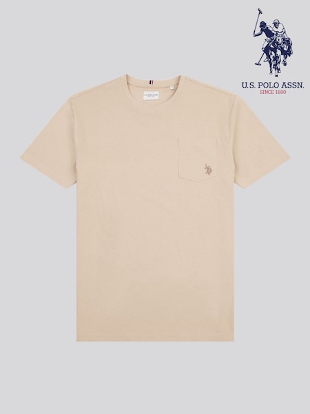 U.S. Polo Assn. Natural Mens Double Horsemen Pocket 100% Cotton T-Shirt (F61806) | £25