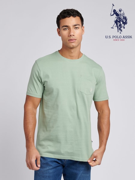 U.S. Polo Assn. Green Mens Double Horsemen Pocket 100% Cotton T-Shirt (F61809) | £25