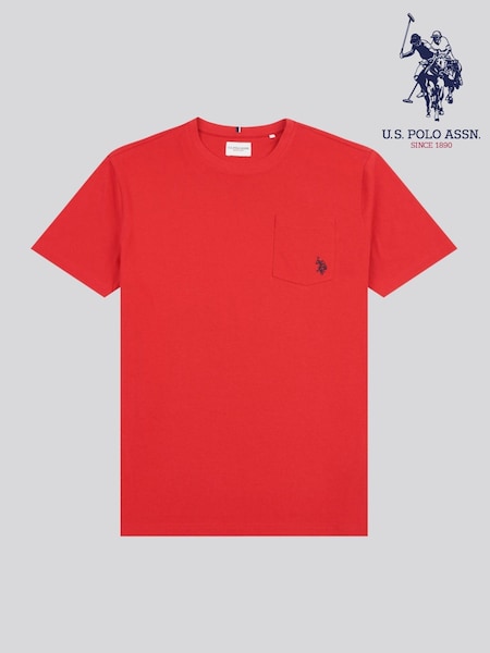 U.S. Polo Assn. Red Mens Double Horsemen Pocket 100% Cotton T-Shirt (F61812) | £25