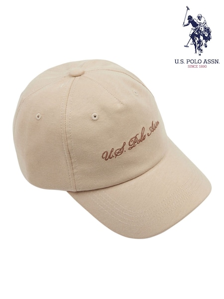 U.S. Polo Assn. Natural Mens Script Logo Jersey 100% Cotton Cap (F61821) | £20
