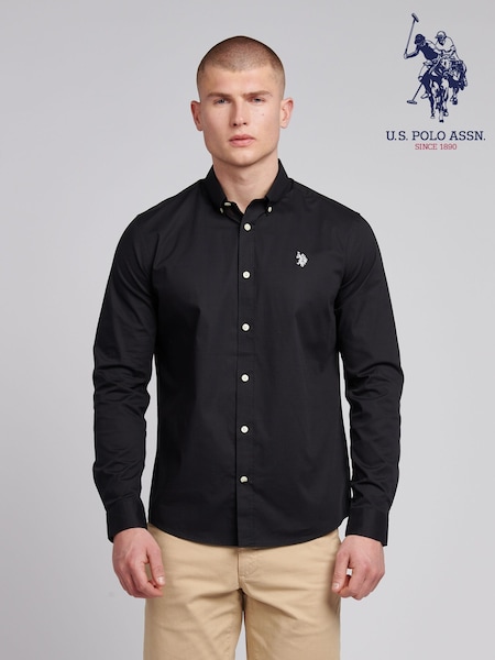 U.S. Polo Assn Black U.S. Polo Assn. Mens Stretch Cotton Poplin Shirt (F61829) | £50