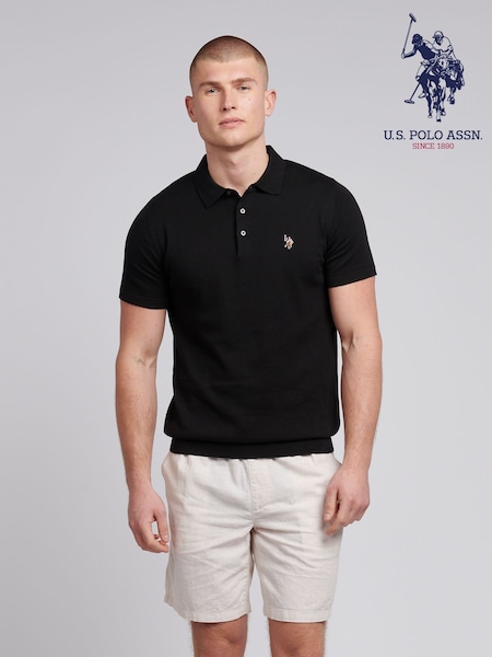 U.S. Polo Assn. Black Mens Combed 100% Cotton Polo Shirt (F61839) | £50