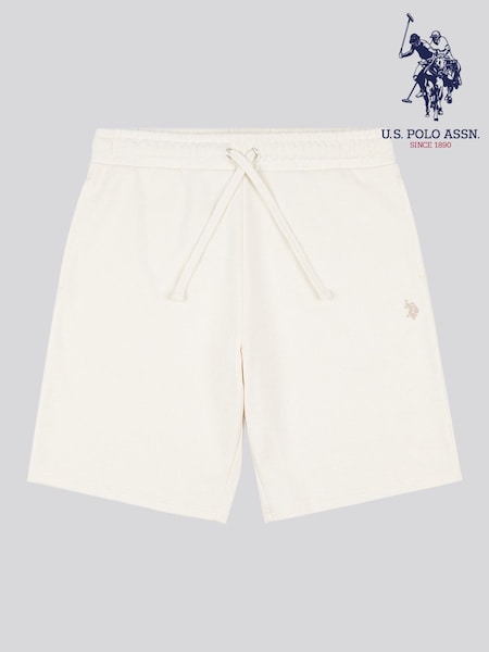 U.S. Polo Assn Cream Mens Double Horsemen Sweat 100% Cotton Shorts (F61847) | £40