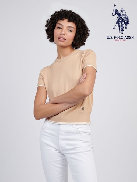 U.S. Polo Assn Natural Womens Crew Neck Short Sleeve Jumper (F61900) | £50