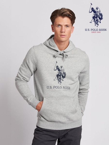 U.S. Polo Assn Grey Mens Rider Brush Back Hoodie (F61966) | £60