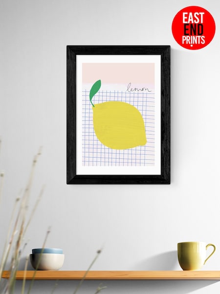 East End Prints Black Big Lemon Framed Art Print (F61987) | £50 - £130