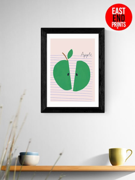 East End Prints Black Big Green Apple Framed Art Print (F61998) | £50 - £130