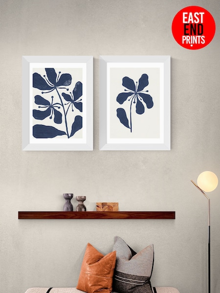 East End Prints Set of 2 White Navy Floral Framed Art Print (F62008) | £90 - £245