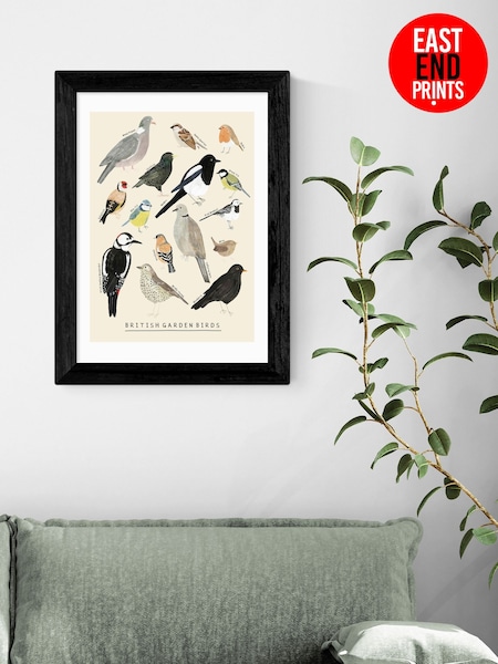 East End Prints Black Garden Birds Framed Art Print (F62027) | £50 - £130