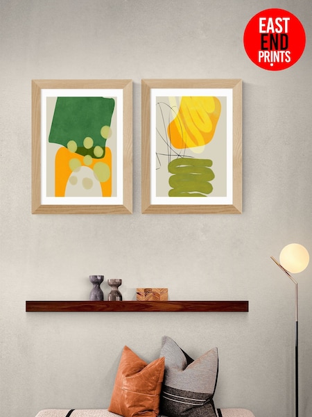 East End Prints Oak Painted Lines Green Framed Art Print (F62108) | £90 - £245