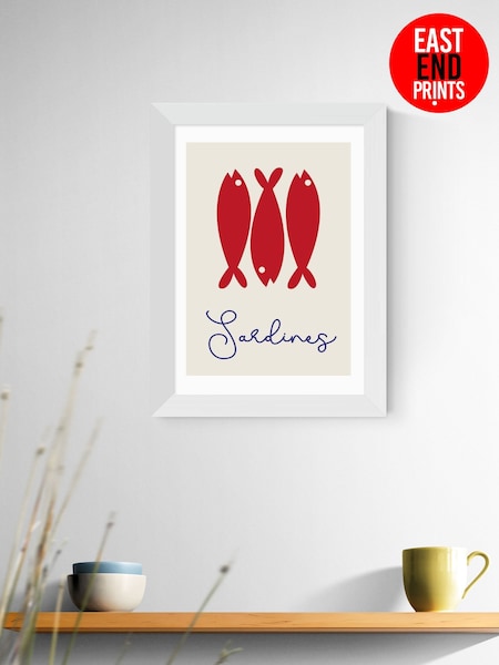 East End Prints White Sardines White Framed Art Print (F62124) | £50 - £130
