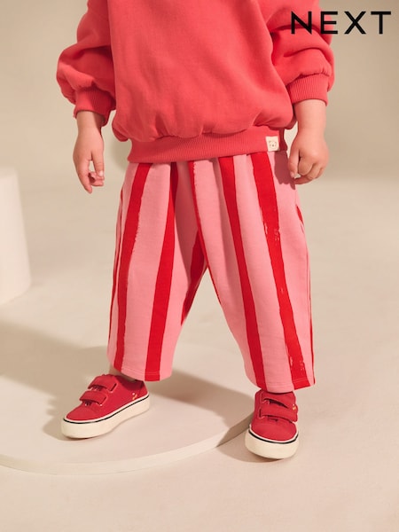 Pink and Red Stripe Barrel Leg Trousers (3mths-7yrs) (F62168) | £0