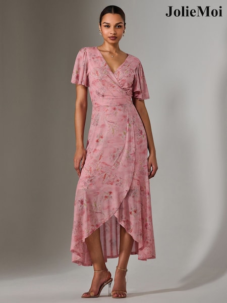 Jolie Moi Pink Wrap Midaxi Dress (F62184) | £72