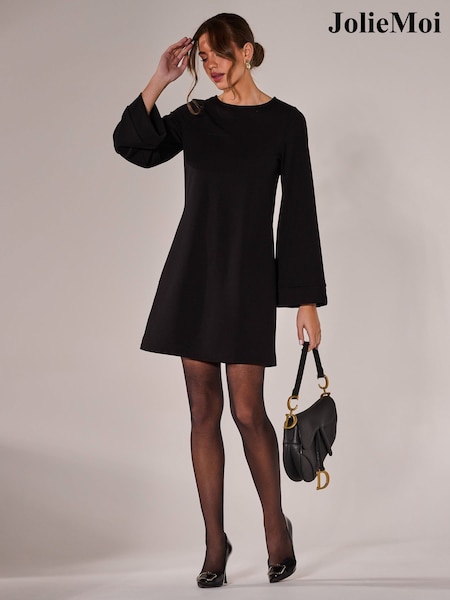 Jolie Moi Black Long Sleeve Tunic Mini Dress (F62240) | £60