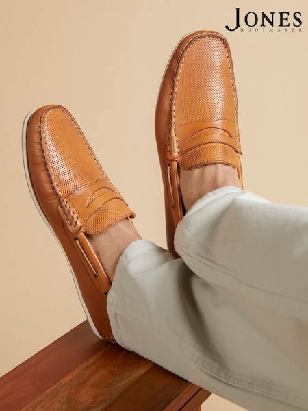 Jones Bootmaker Blue Parks Casual Leather Moccasins Shoes (F62255) | £99