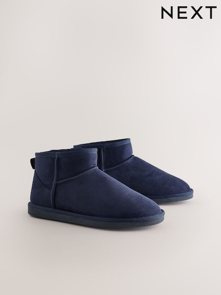 Navy Microsuede Boot Slippers (F62271) | £28