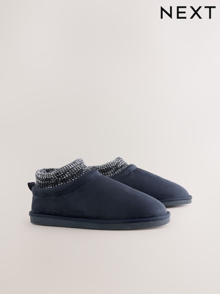 Navy Knitted Cuff Boot Slippers (F62283) | £28