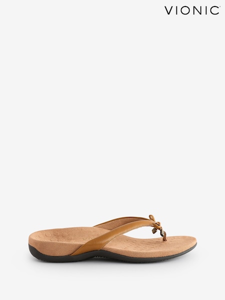 Vionic Bella Wide Fit Toe Post Brown Sandals (F62361) | £80