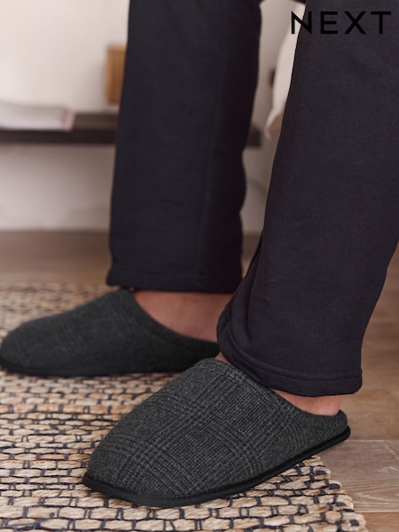 Black Check Mule Slippers (F62377) | £18