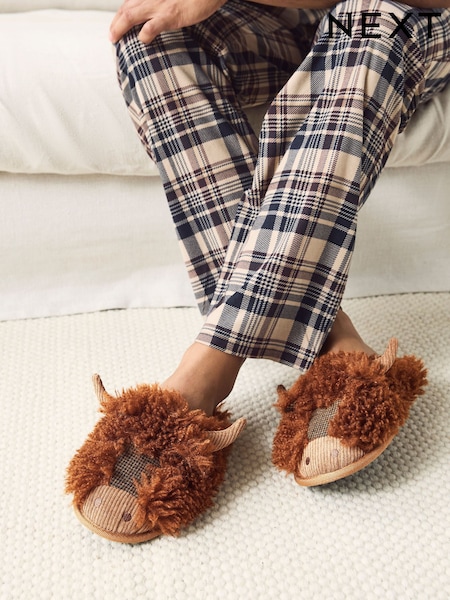 Brown Hamish Mule Slippers (F62394) | £20