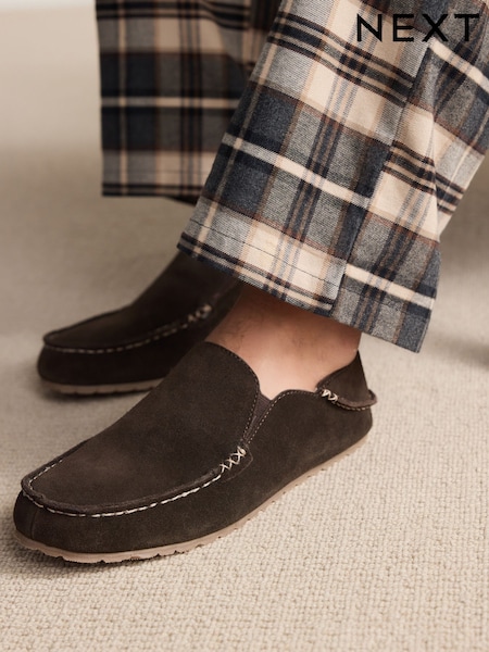 Brown Signature Kickdown Suede Moccasin Slippers (F62412) | £38