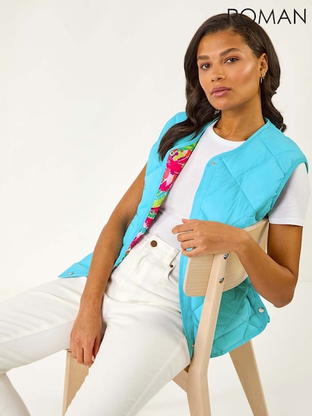 Roman Blue Quilted Funnel Neck Lined Gilet (F62507) | £58