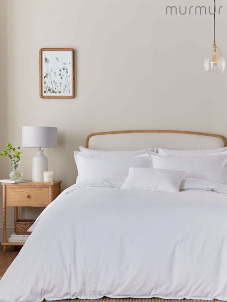 Murmur White Bea 100% Cotton Duvet Cover and Pillowcase Set (F62619) | £85 - £135