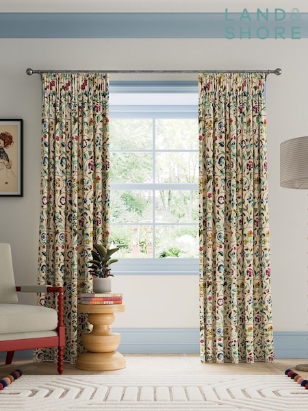 Land & Shore Multi Esther Lined Pencil Pleat Curtains (F62623) | £95 - £150