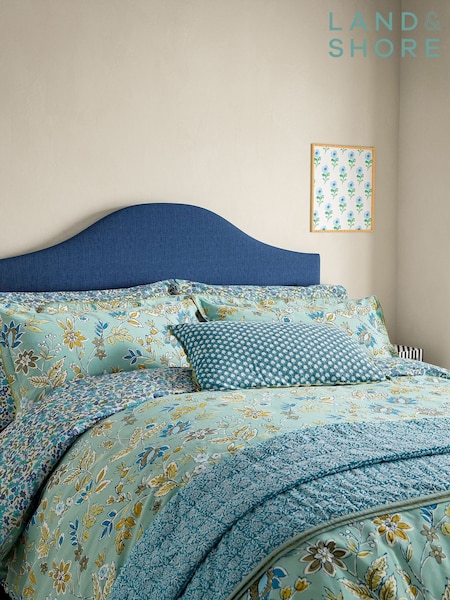 Land & Shore Green Aster Hand Stitched Decorative Throw (F62627) | £175