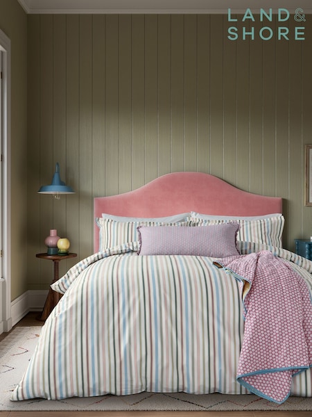 Land & Shore Multi Barrow Stripe Duvet Cover and Pillowcase Set (F62641) | £80 - £125