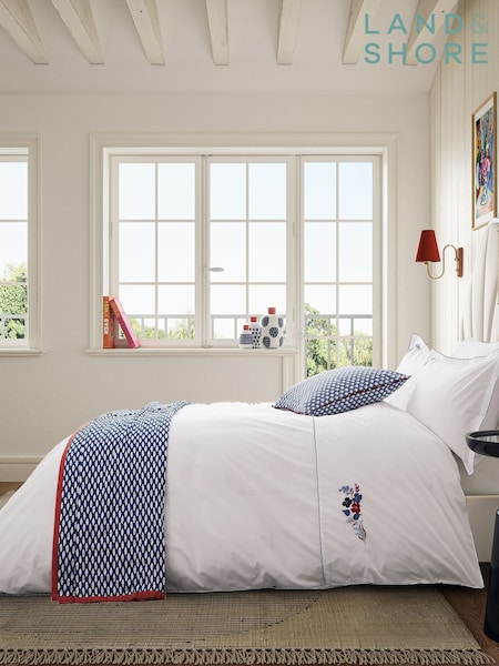 Land & Shore Blue Red Fia Duvet Cover and Pillowcase Set (F62722) | £85 - £135