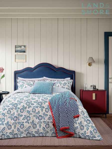 Land & Shore Blue Red River Duvet Cover and Pillowcase Set (F62723) | £60 - £105