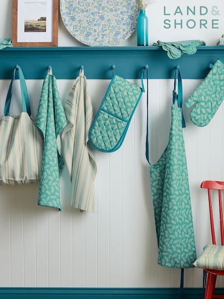 Land & Shore 2 Pack Green Ticking Stripe Tea Towels (F62727) | £18