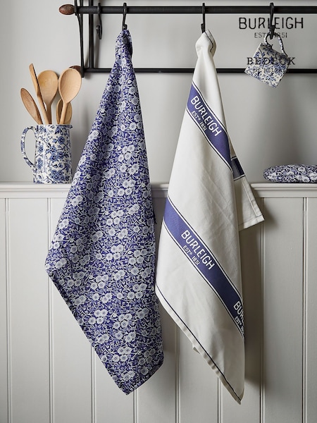 Burleigh X Bedeck Of Belfast 2 Pack Blue Calico Tea Towels (F62731) | £18