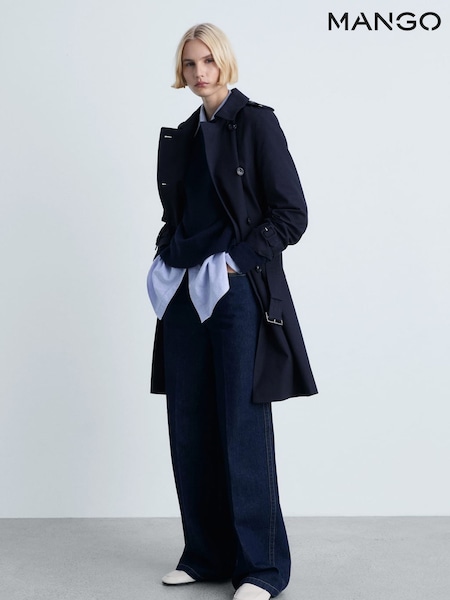 Mango Blue Classic Trench Coat With Belt (F62814) | £90