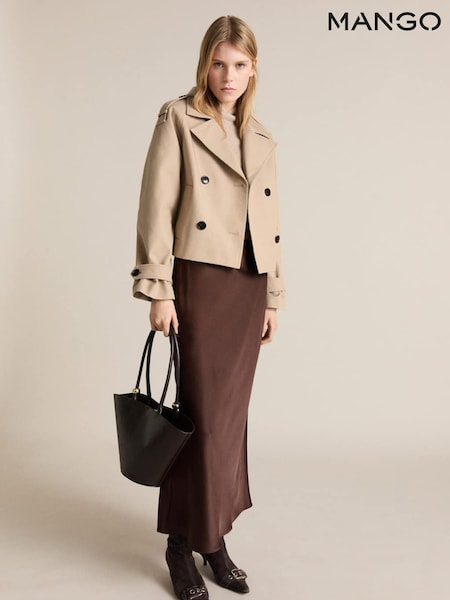 Mango Cream Double-Breasted Short Trench Coat (F62815) | £90