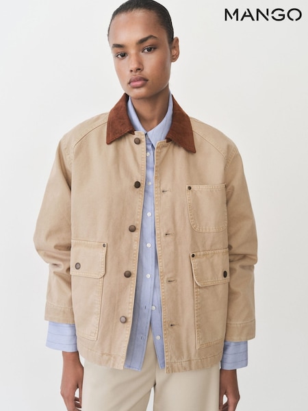 Mango Brown Contrast Collar Denim Jacket (F62818) | £80