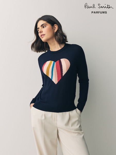 PS Paul Smith Blue Swirl Heart Knitted Jumper (F62843) | £250