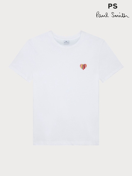 PS Paul Smith 100% Cotton Heart Graphic White T-Shirt (F62851) | £75