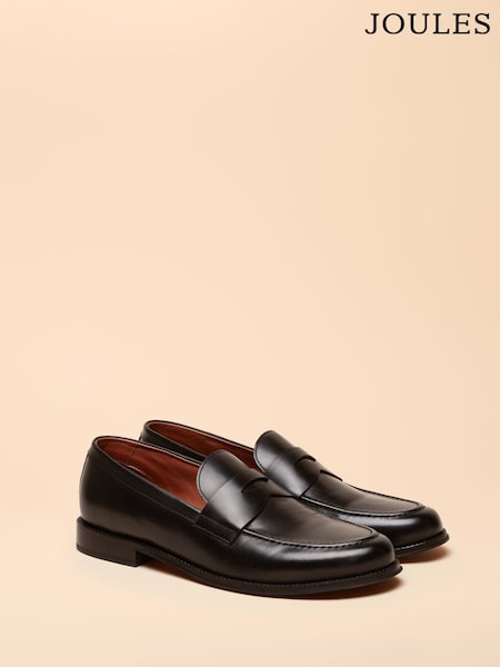 Joules Black Leather Saddle Loafers (F62881) | £75